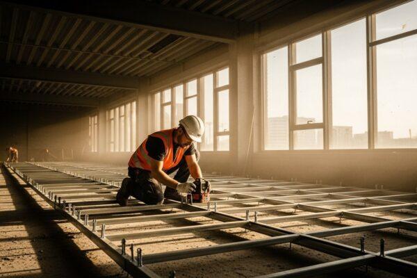 A wide shot inside a raw